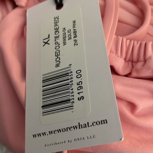 42 NWT 195.00 RevolveWeWoreWhat Ruched Cup Tie One Piece Baby Pink XL - Picture 6 of 8